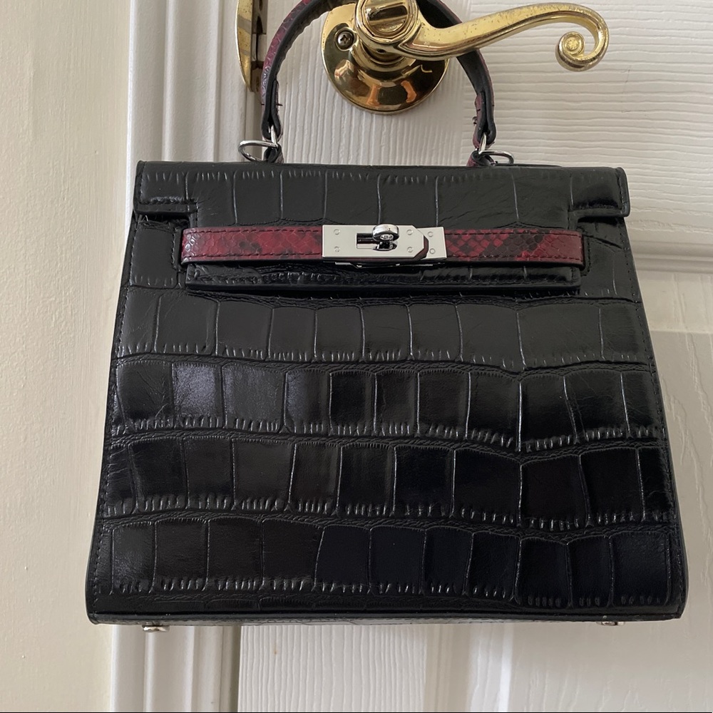 Unbranded Top handle Shoulder/Crossbody Kelly Style leather bag 25cm